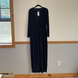 Size US 18 (UK 22) slinky wrap front maxi dress with tulip hem
